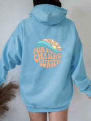 Unisex Fleece-Lined Sunset Print Hoodie Kangaroo Pocket - OLD MONEY LEGACY