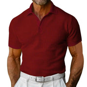 Men's Waffle Knit Polo Shirt Regular Fit - OLD MONEY LEGACY