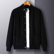 Men's Single-Breasted Jacquard Cardigan With Pockets - OLD MONEY LEGACY