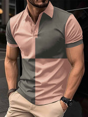 Men's Cotton Polo Shirt Regular Fit Color Stitching - OLD MONEY LEGACY