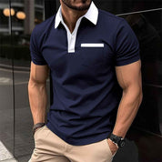 Lapel Polo Shirt Slim Pocket Short Sleeve Cotton Men's - OLD MONEY LEGACY