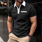 Lapel Polo Shirt Slim Pocket Short Sleeve Cotton Men's - OLD MONEY LEGACY