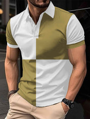 Men's Cotton Polo Shirt Regular Fit Color Stitching - OLD MONEY LEGACY