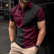 Men's Cotton Polo Shirt Regular Fit Color Stitching - OLD MONEY LEGACY