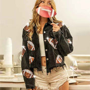 Women's Corduroy Rugby-Print Baseball Jacket - OLD MONEY LEGACY