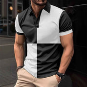Men's Cotton Polo Shirt Regular Fit Color Stitching - OLD MONEY LEGACY