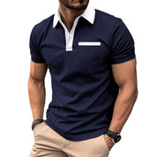 Lapel Polo Shirt Slim Pocket Short Sleeve Cotton Men's - OLD MONEY LEGACY