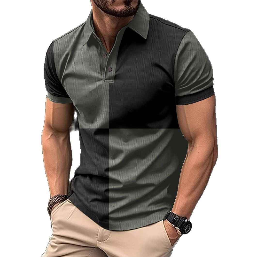 Men's Cotton Polo Shirt Regular Fit Color Stitching - OLD MONEY LEGACY