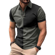 Men's Cotton Polo Shirt Regular Fit Color Stitching - OLD MONEY LEGACY
