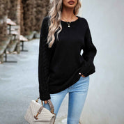 Women's Cotton Knit Round-Neck Sweater Regular Fit - OLD MONEY LEGACY