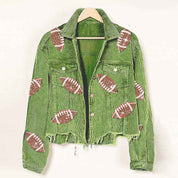 Women's Corduroy Rugby-Print Baseball Jacket - OLD MONEY LEGACY