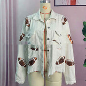 Women's Corduroy Rugby-Print Baseball Jacket - OLD MONEY LEGACY