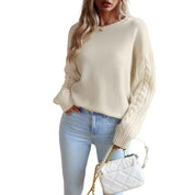 Women's Cotton Knit Round-Neck Sweater Regular Fit - OLD MONEY LEGACY