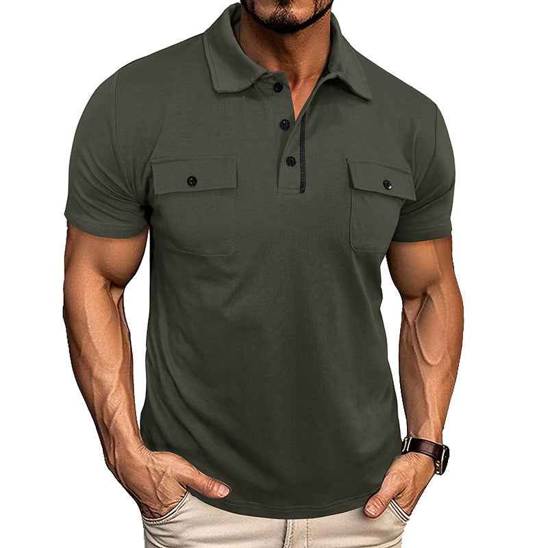 Men's Cotton Lapel Polo Shirt Regular Fit Short Sleeve - OLD MONEY LEGACY