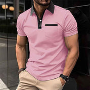 Lapel Polo Shirt Slim Pocket Short Sleeve Cotton Men's - OLD MONEY LEGACY