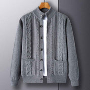Men's Single-Breasted Jacquard Cardigan With Pockets - OLD MONEY LEGACY