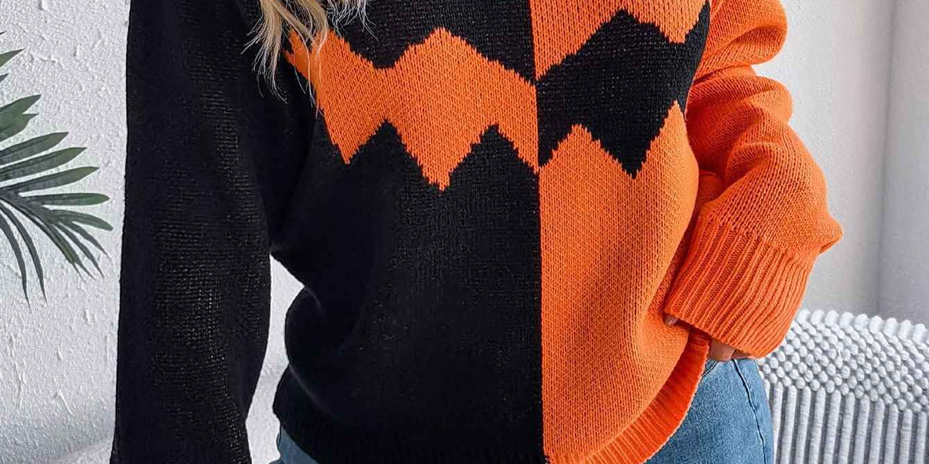 Women's Halloween Ghost Pattern Knit Pullover Sweater - OLD MONEY LEGACY