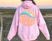 Unisex Fleece-Lined Sunset Print Hoodie Kangaroo Pocket - OLD MONEY LEGACY
