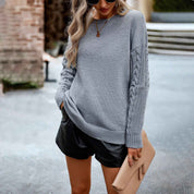 Women's Cotton Knit Round-Neck Sweater Regular Fit - OLD MONEY LEGACY
