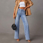 Women's Patchwork Wide Leg Jeans - OLD MONEY LEGACY
