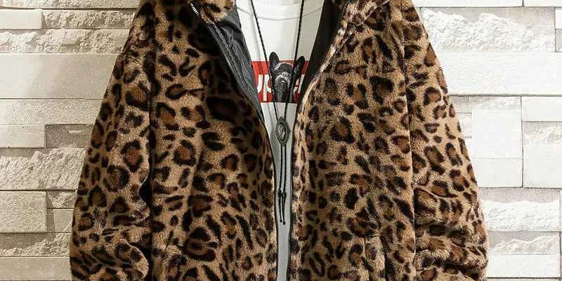 Leopard Faux Fur Jacket | Women's Animal Print Long Coat