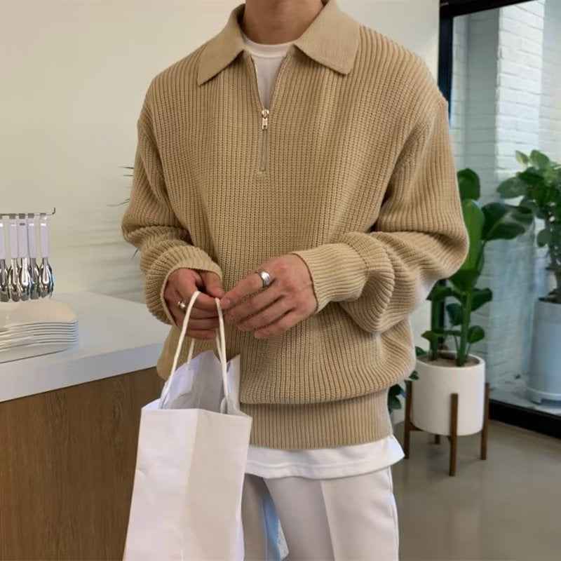 Sinan Knitted Sweater – Men’s Minimalist Pullover with Classic Crewneck