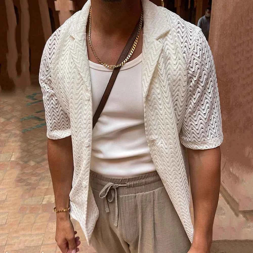 Sun Kissed Elegance Men's Breezy Mesh Knit Shirt