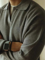 Cozy Knit Polo Sweater – Soft Long-Sleeve Men’s Pullover with Polo Collar