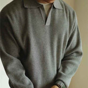 Cozy Knit Polo Sweater – Soft Long-Sleeve Men’s Pullover with Polo Collar