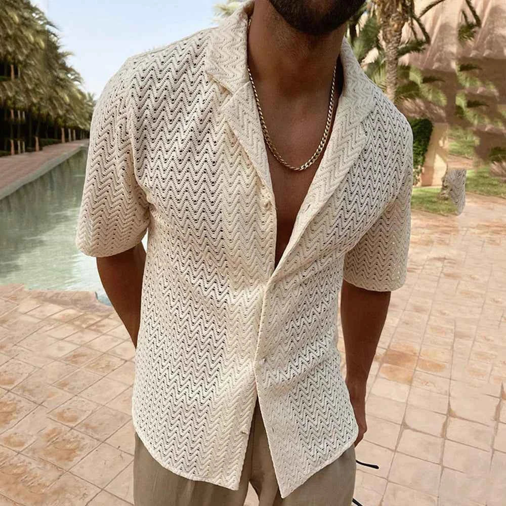 Sun Kissed Elegance Men's Breezy Mesh Knit Shirt