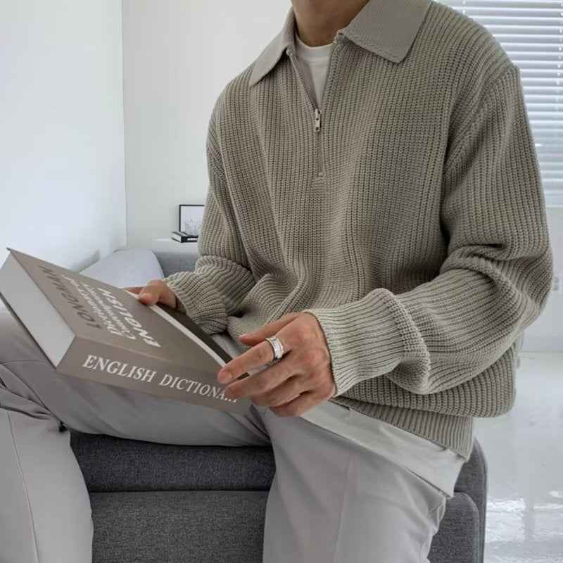Sinan Knitted Sweater – Men’s Minimalist Pullover with Classic Crewneck