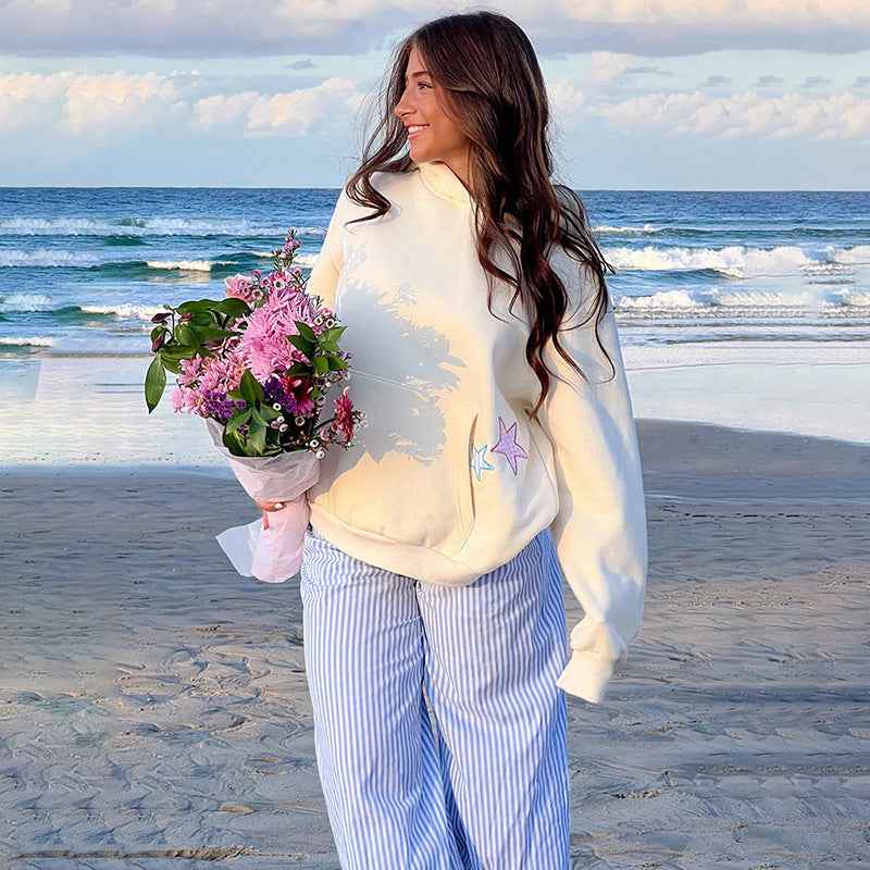 Womens Hooded Embroidered Knit Sweater - OLD MONEY LEGACY