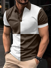 Men's Cotton Polo Shirt Regular Fit Color Stitching - OLD MONEY LEGACY