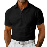 Men's Waffle Knit Polo Shirt Regular Fit - OLD MONEY LEGACY
