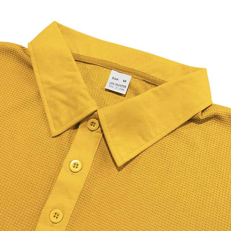 Men's Waffle Knit Polo Shirt Regular Fit - OLD MONEY LEGACY