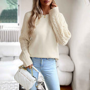 Women's Cotton Knit Round-Neck Sweater Regular Fit - OLD MONEY LEGACY