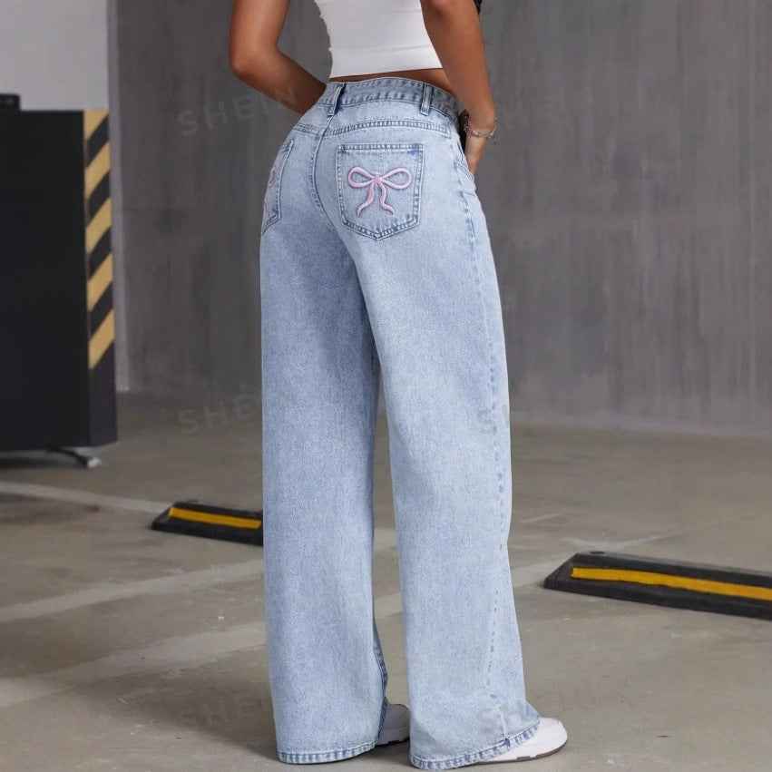 Women's Straight Leg Denim Jeans - OLD MONEY LEGACY