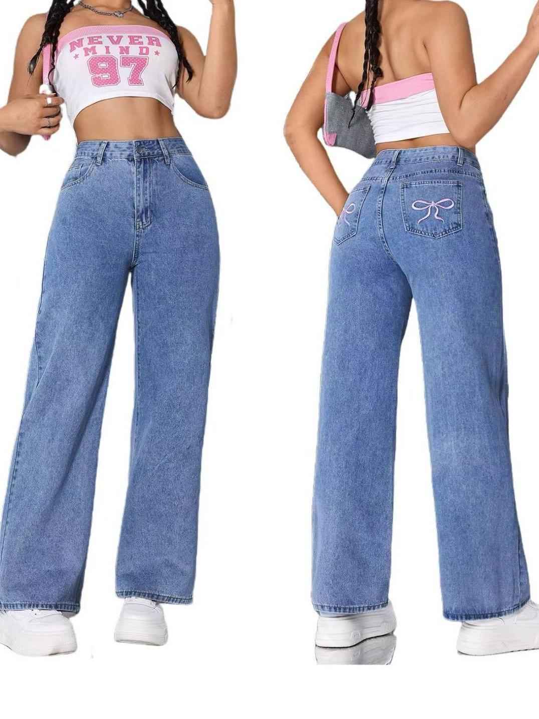 Women's Straight Leg Denim Jeans - OLD MONEY LEGACY