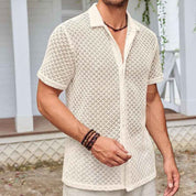 Men's Mesh Short Sleeve Lapel Shirt - OLD MONEY LEGACY