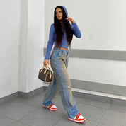 Women's Loose Straight Denim Trousers - OLD MONEY LEGACY