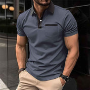 Lapel Polo Shirt Slim Pocket Short Sleeve Cotton Men's - OLD MONEY LEGACY