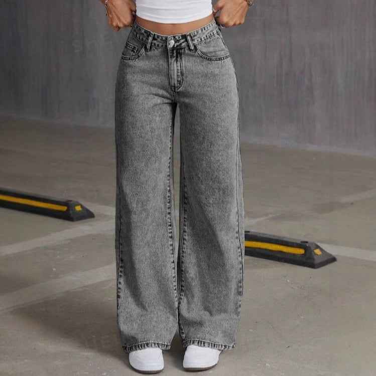 Women's Straight Leg Denim Jeans - OLD MONEY LEGACY