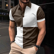 Men's Cotton Polo Shirt Regular Fit Color Stitching - OLD MONEY LEGACY